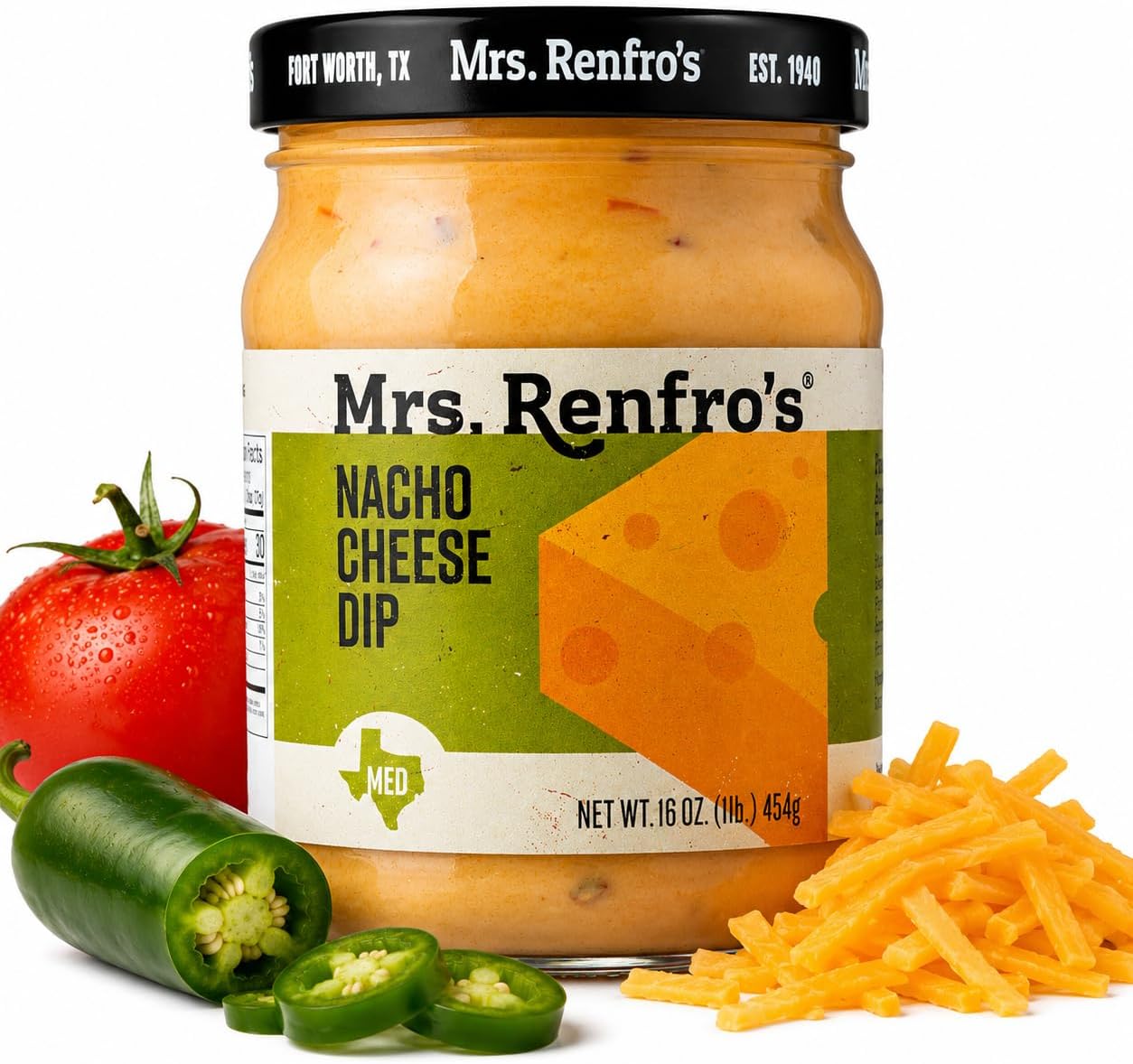 Mrs. Renfro's Nacho Cheese Sauce, 16 oz Jar (Pack of 1) – Creamy Ready-to-Serve Cheese Dip for Tortilla Chips, Nachos, Pretzels, Fries, Tacos, Burritos & Party Appetizers