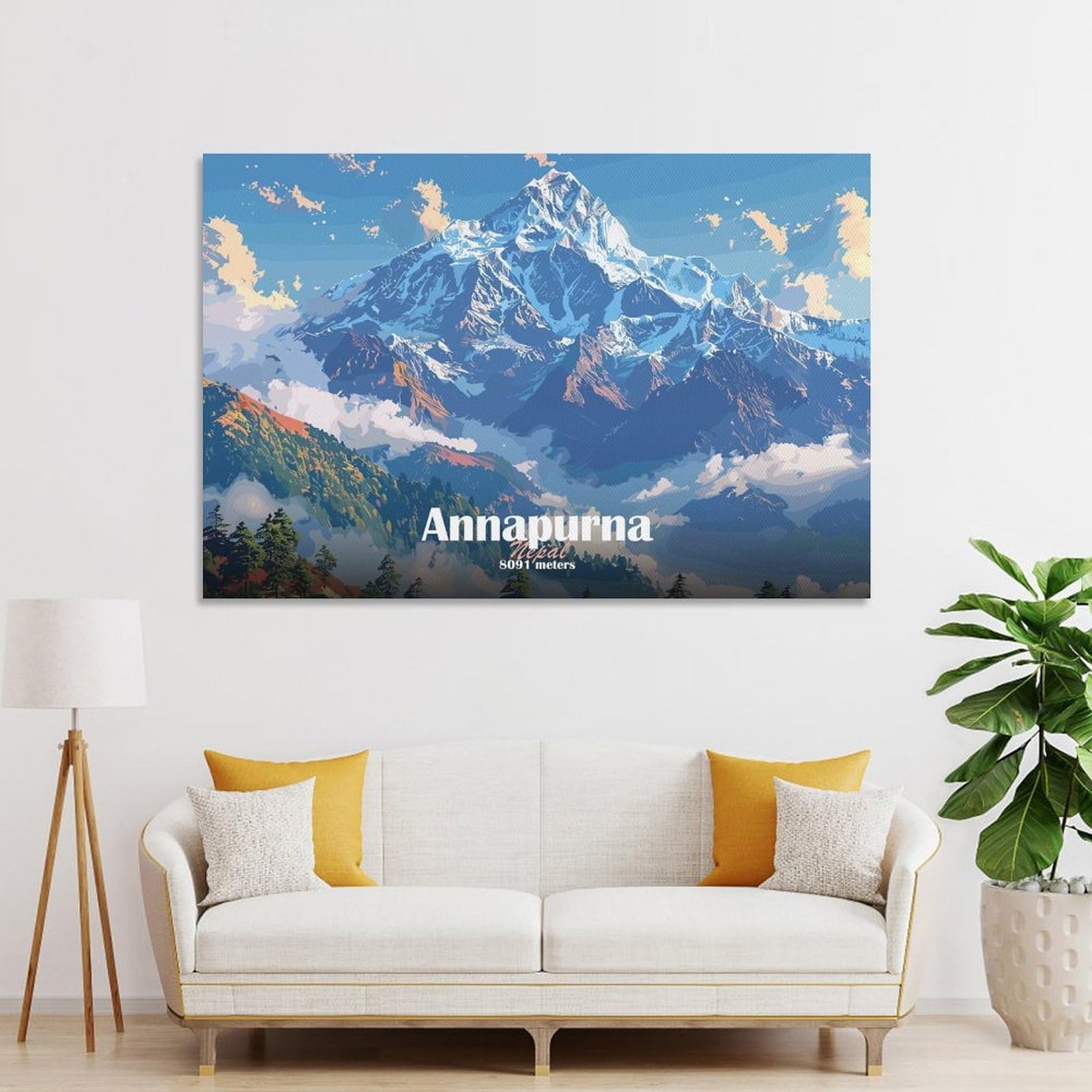 Junmoney Annapurna Mountain Decorative Canvas Print, 20x30inch(50x75cm), for New Home Styling, Lounge Or Bedroom, Wall Decor with Flexible Room Appeal