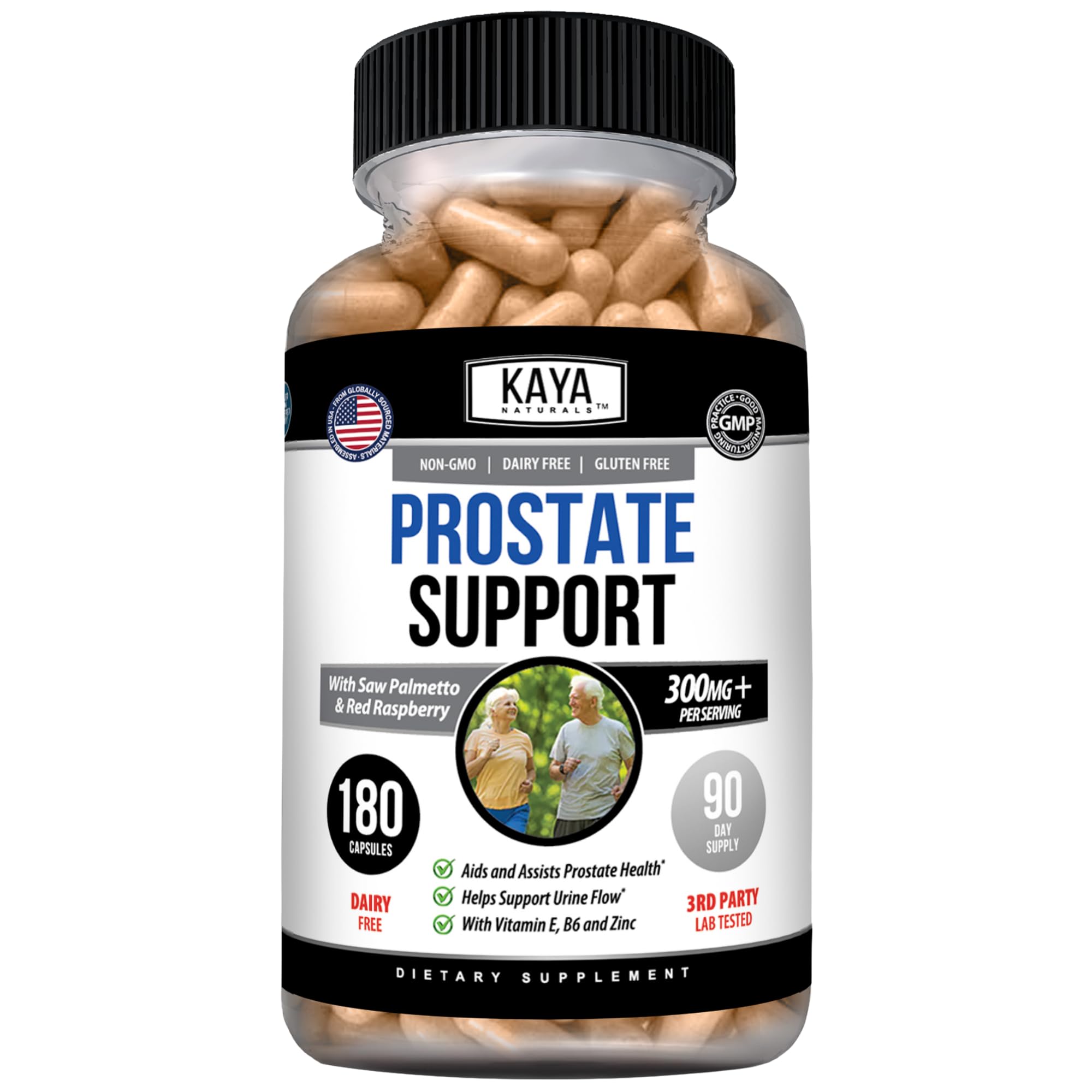 Kaya Naturals Prostate Support with Saw Palmetto & Pygeum, 180 Capsules 180 Count (Pack of 1)