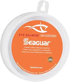 Seaguar Linha de pesca de salmão STS, forte e resistente à abrasão, líder de pesca de desempenho premium 100% fluorocarbono, praticamente invisível
