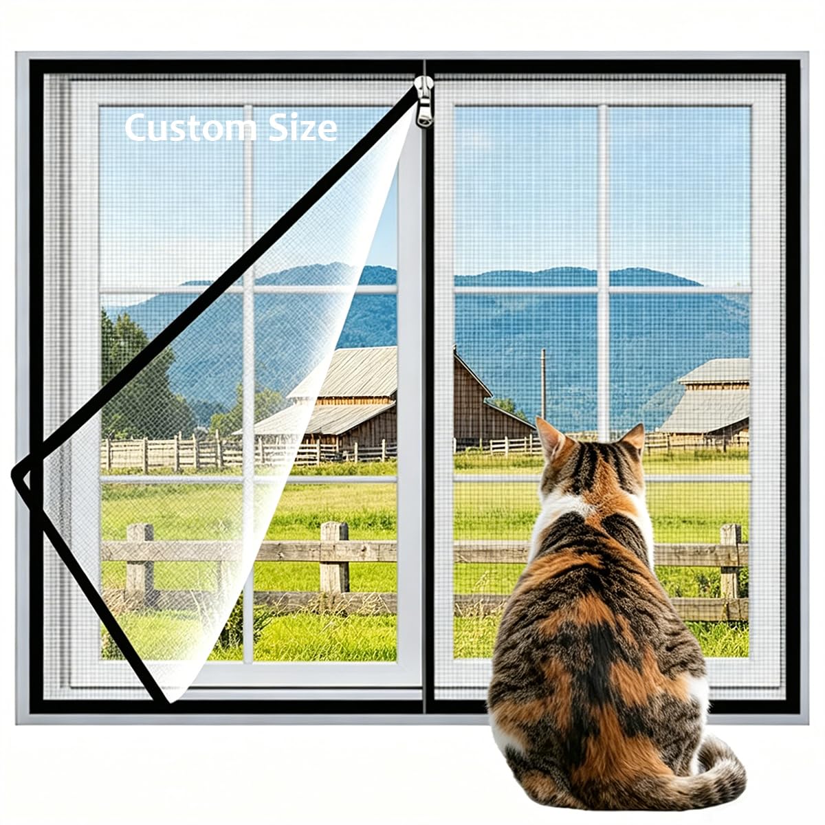 Yuly Custom Self-Adhesive Insect Screen For Windows, Size Cat Protection Window Guard, Tear-Resistant Window Screens Mosquito Net Keep Bugs/Flies Out