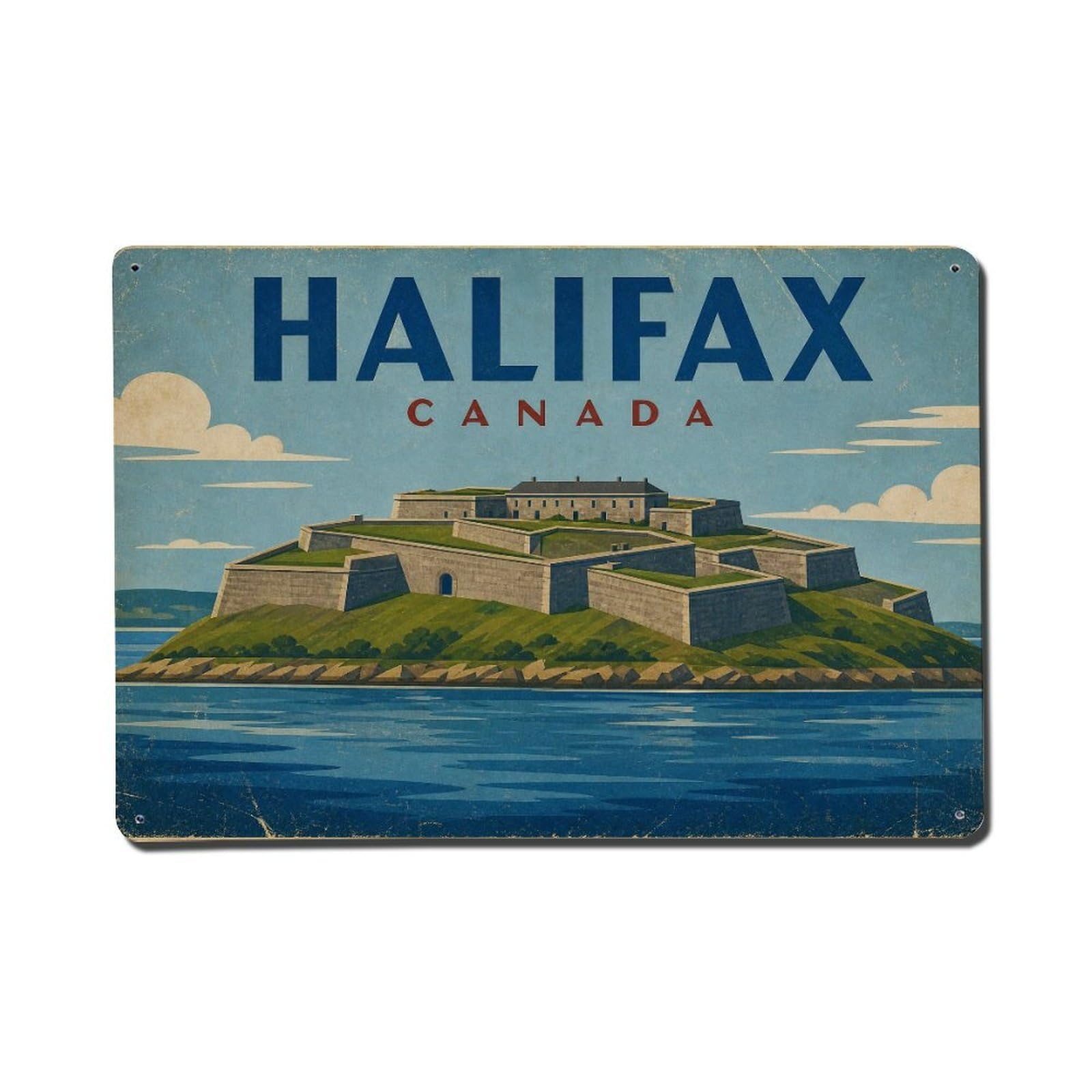 Vintage Travel Canada Halifax Metal Tin Sign