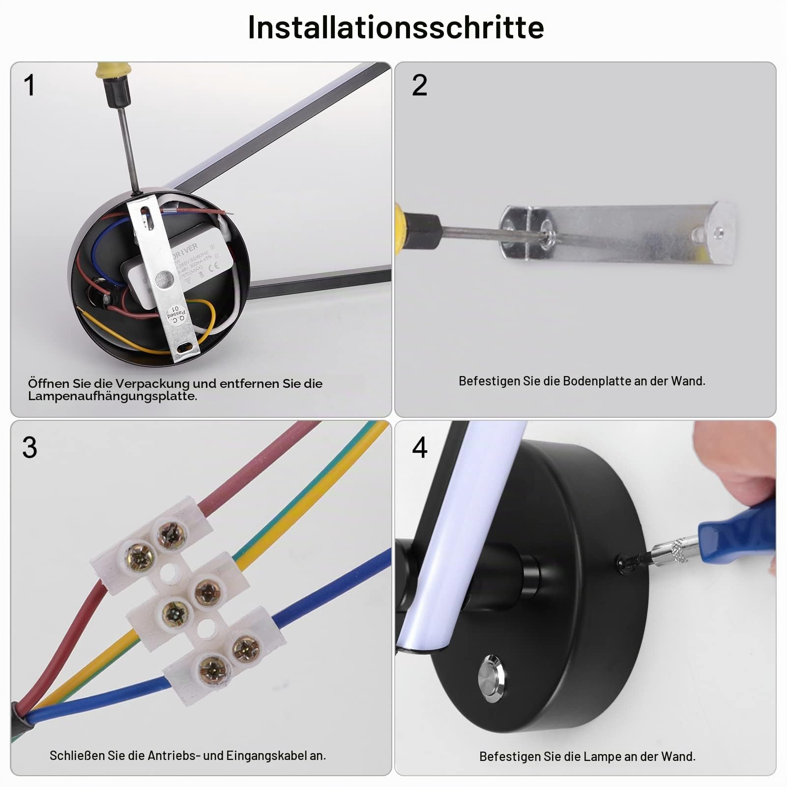 KAWELL 12W Moderne LED Wandleuchte mit Schalter Innen LED Wandlampe