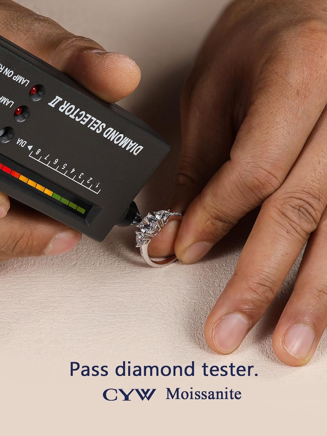 CYW 1.87 Carat Moissanite Three-Stone Rings for Women, Solid 925 Sterling Silver, Size 4-11, Wedding Bands Engagement Promise Aniversary Ring, Birthday Valentines Mothers Day Ideal Gift for Her - Image 4