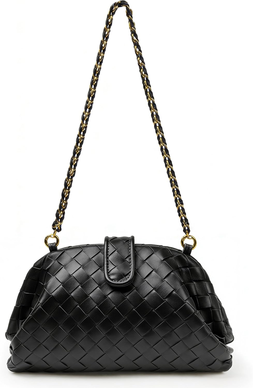 Joryin Woven Evening Bag for Women Woven Leather Dumpling Clutch Crossbody Handbag Shoulder Purse, Vegan Leather