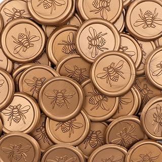 50Pieces Wax Seal Stickers,Gold Bee Pattern Self Adhesive Wax Stickers,Great for Gift Wrapping,Wedding Invitation,Greeting Card,Envelope Decor