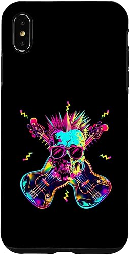 Miniatura 8 de iPhone 12 mini Streetwear Synthwave 80s 90s skull rock music bass guitar Case