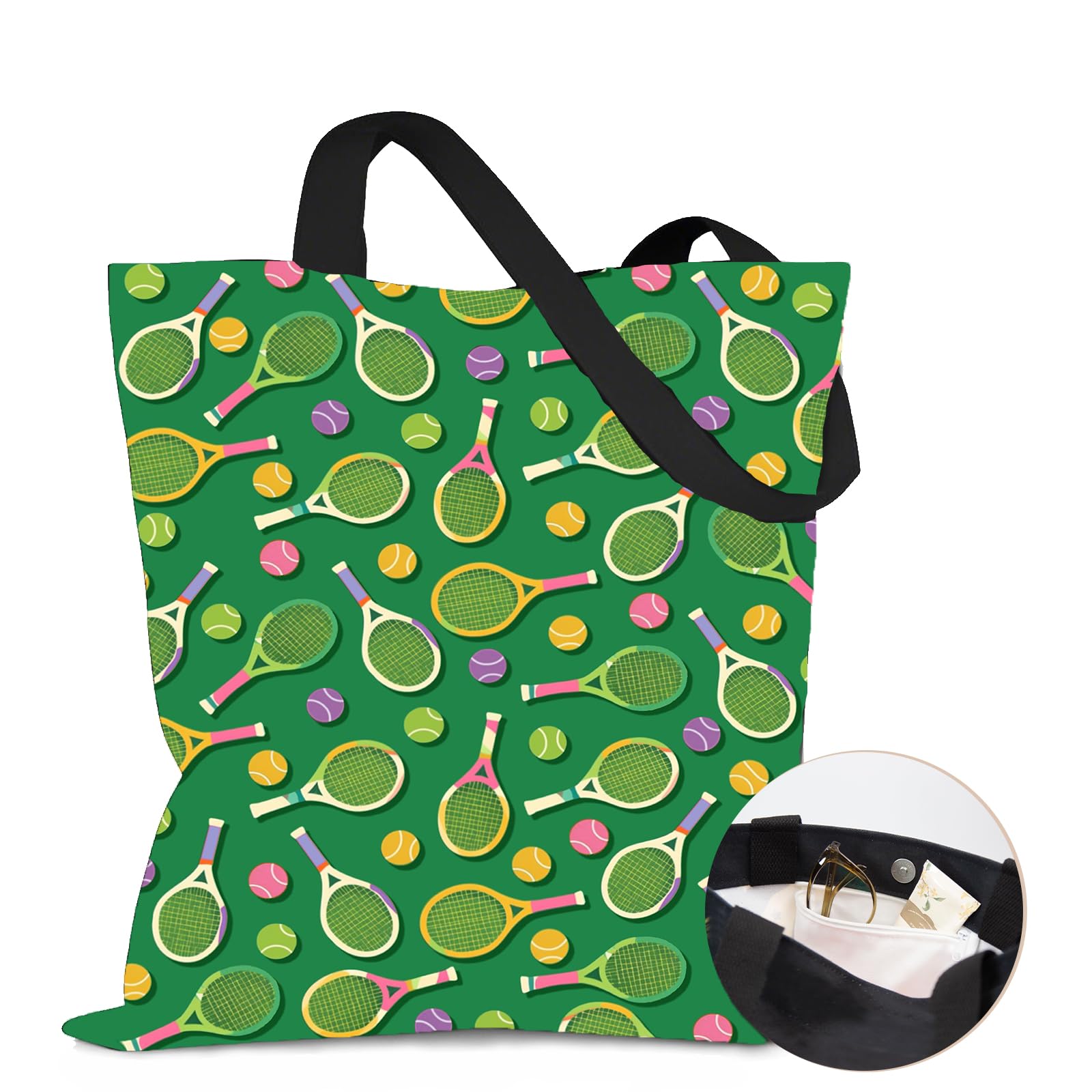 Ialtsidws Aesthetic Canvas Tote Bag for Women - with Magnetic Snap Closure & Zipper Inner Pocket Reusable Totes Bag