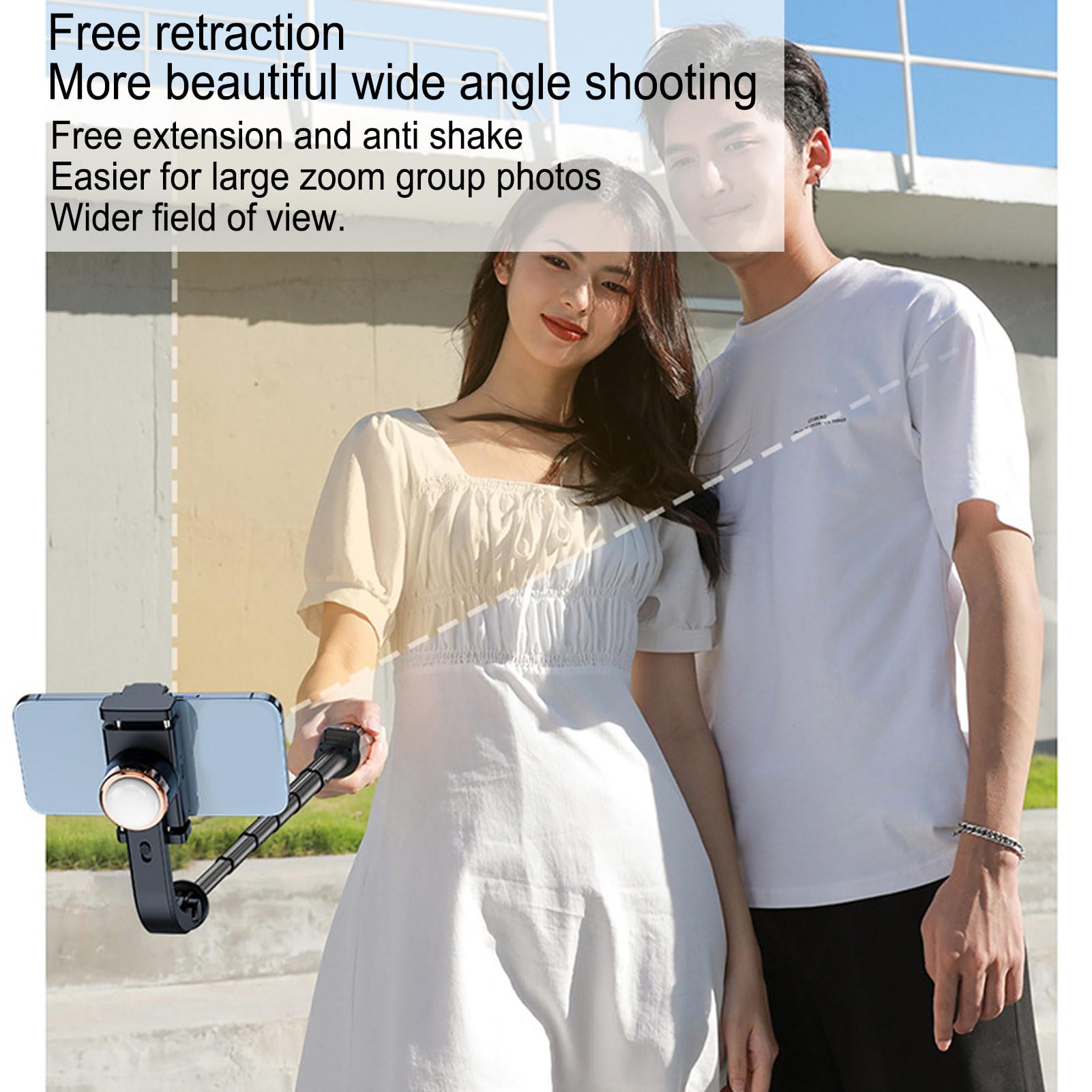 Stabilisateur de Smartphone Pliable, Bâton de Selfie de Prise de Vue Stable avec Lumière Intégrée pour Vlogging, Streaming en Direct, Aventures en Plein Air