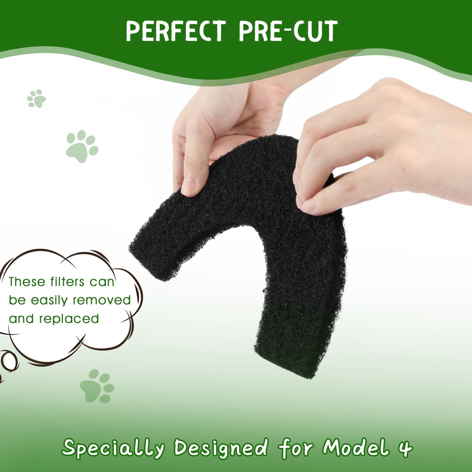 QUEARN 12 Pack Carbon Filters Compatible with Model 4, Cat Litter Box Filters Replacement to Absorb Odors Control Damp from Pets and Keep Home Fresh