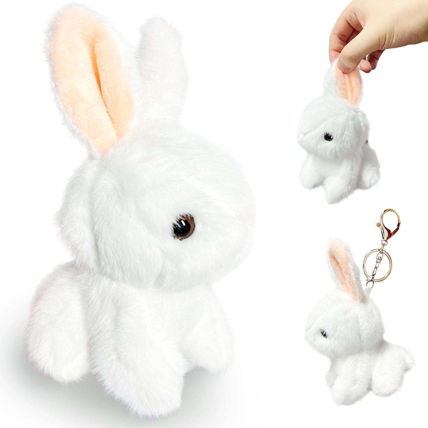 Kawaite Pink Rabbit Stuffed Animals for Girls, Boys and Adults, Mini Animals Plush Toys Key Chains, Cute Bunny Plushies, Soft Bunny Stuffed Animals for Easter Basket Stuffers