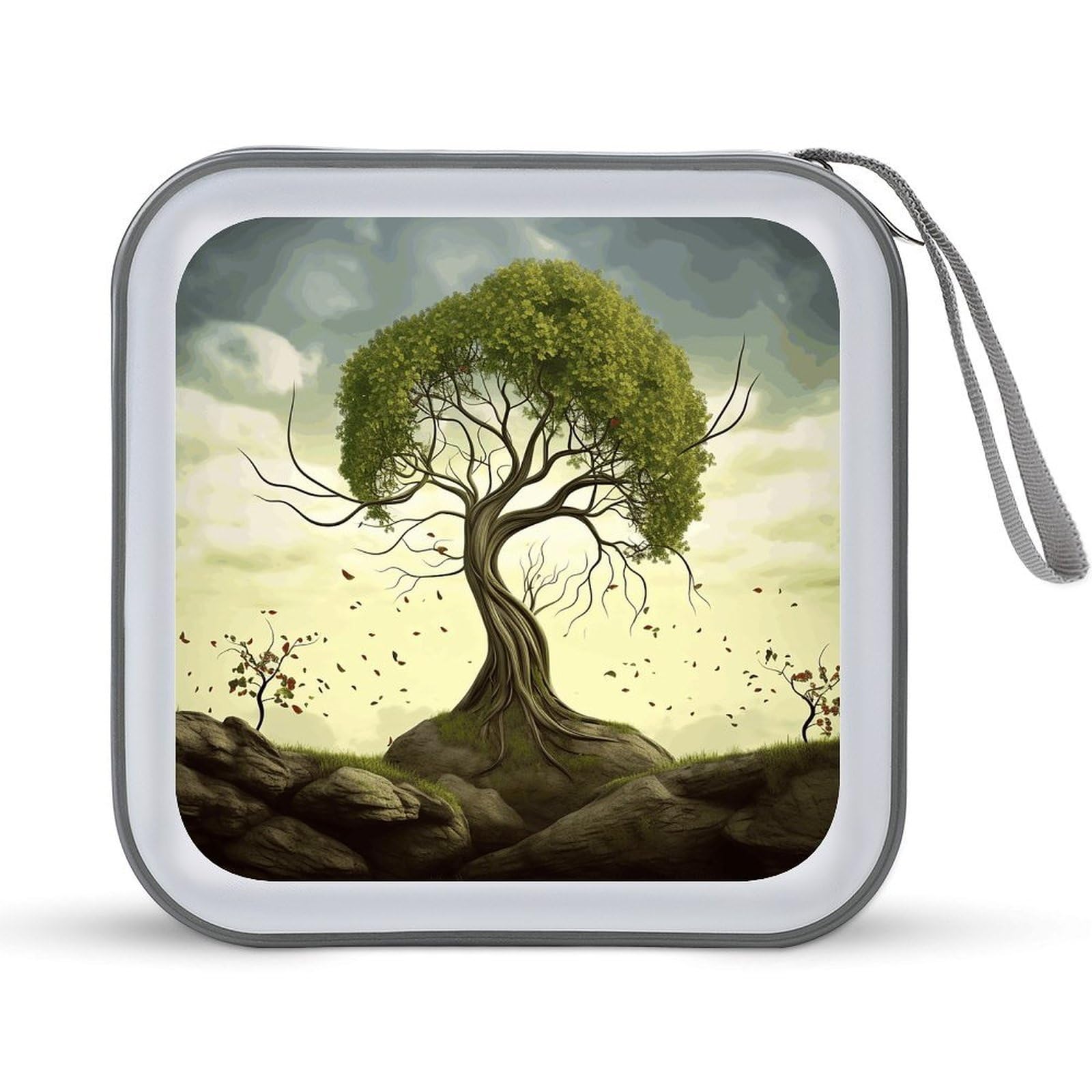 FekiLoot Trees CD Case 40 Capacity DVD Case Holder Hard Plastic DVD Disc Storage Binder for Car Portable Zipper Disc Storage Organizer Wallet Bag for Home Travel