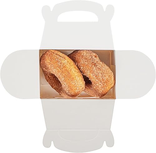 Miniatura 18 de Bio Tek - Cajas a dos aguas de 4 x 2.5 x 2.5 pulgadas para recuerdos de fiesta, 100 cajas de regalo duraderas a rayas, ventana transparente, asa