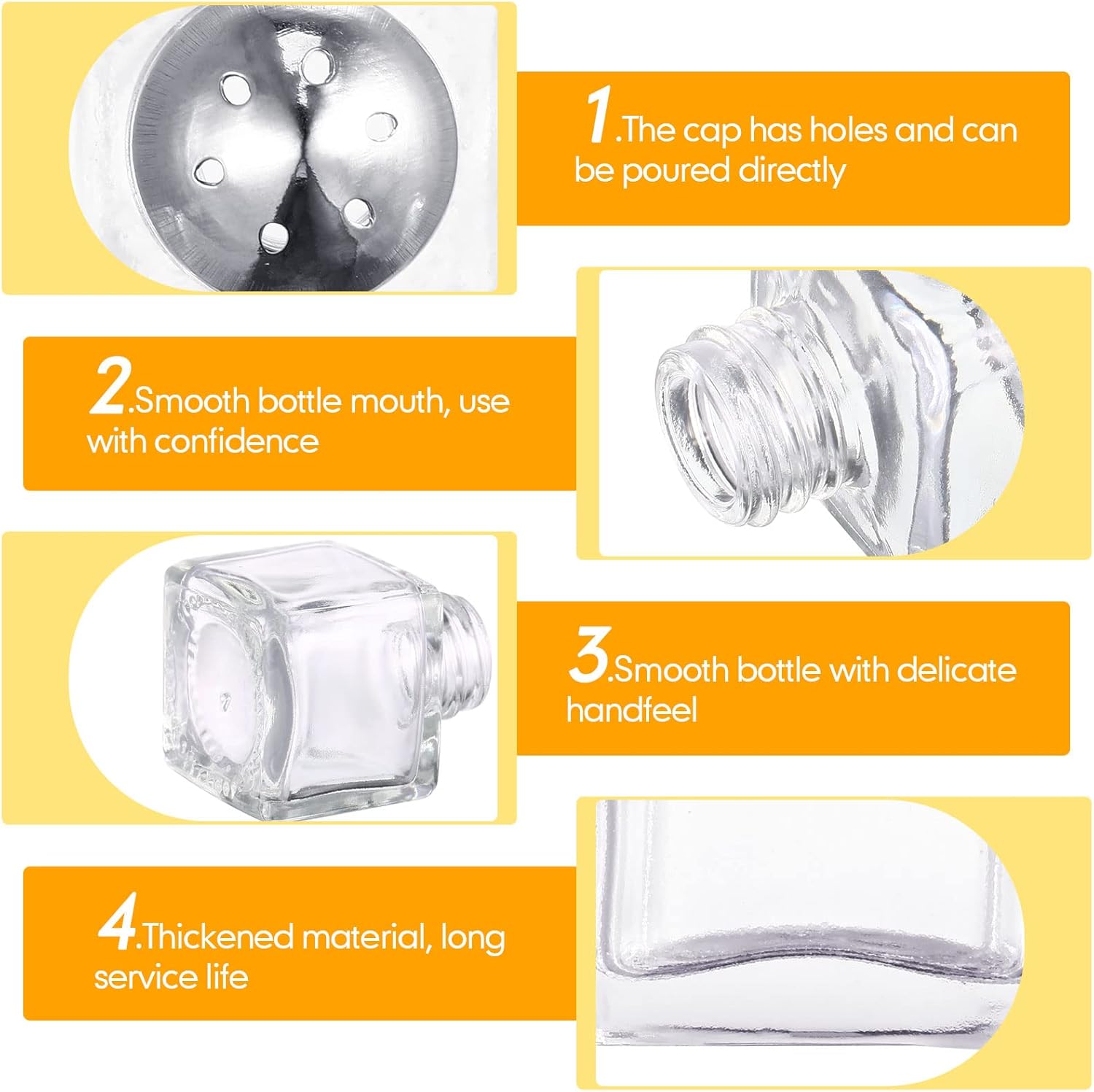 50 Set Mini Salt and Pepper Shakers Small Salt and Pepper Shakers Bulk Clear Glass Individual Tiny Spice Seasoning Holders for Home Restaurant Kitchen Table Wedding Party Supplies(Silver)