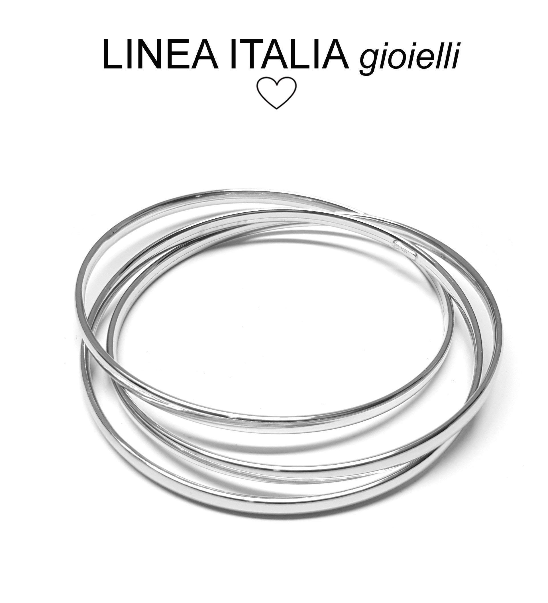 Linea Italia Gioielli - Bracciale Da Donna In Argento 925 con Tre Cerchi Rigidi Intrecciati - Made in Italy certificato