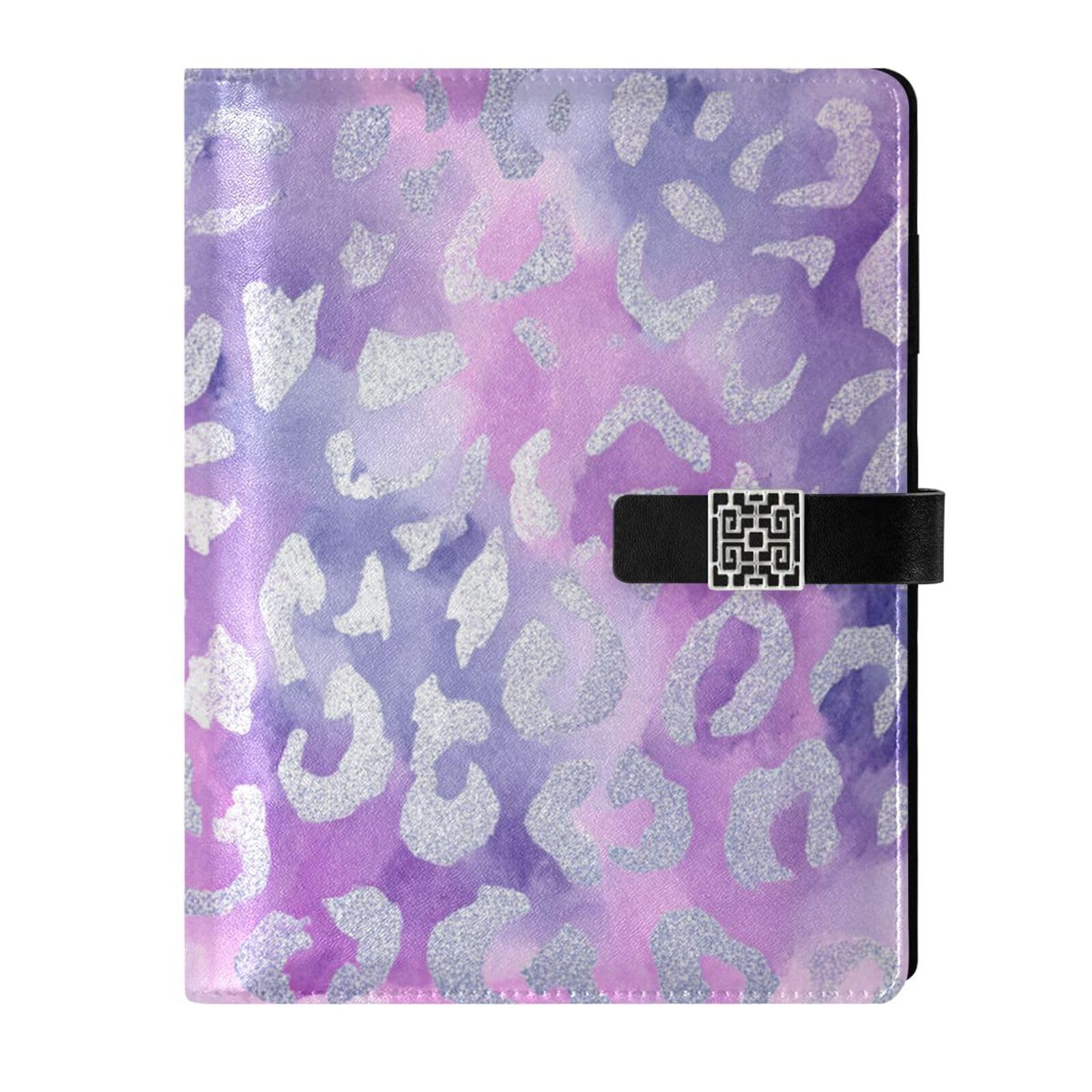 Carnet de notes ligné en cuir léopard violet 17x23 cm pour ne plus perdre vos idées