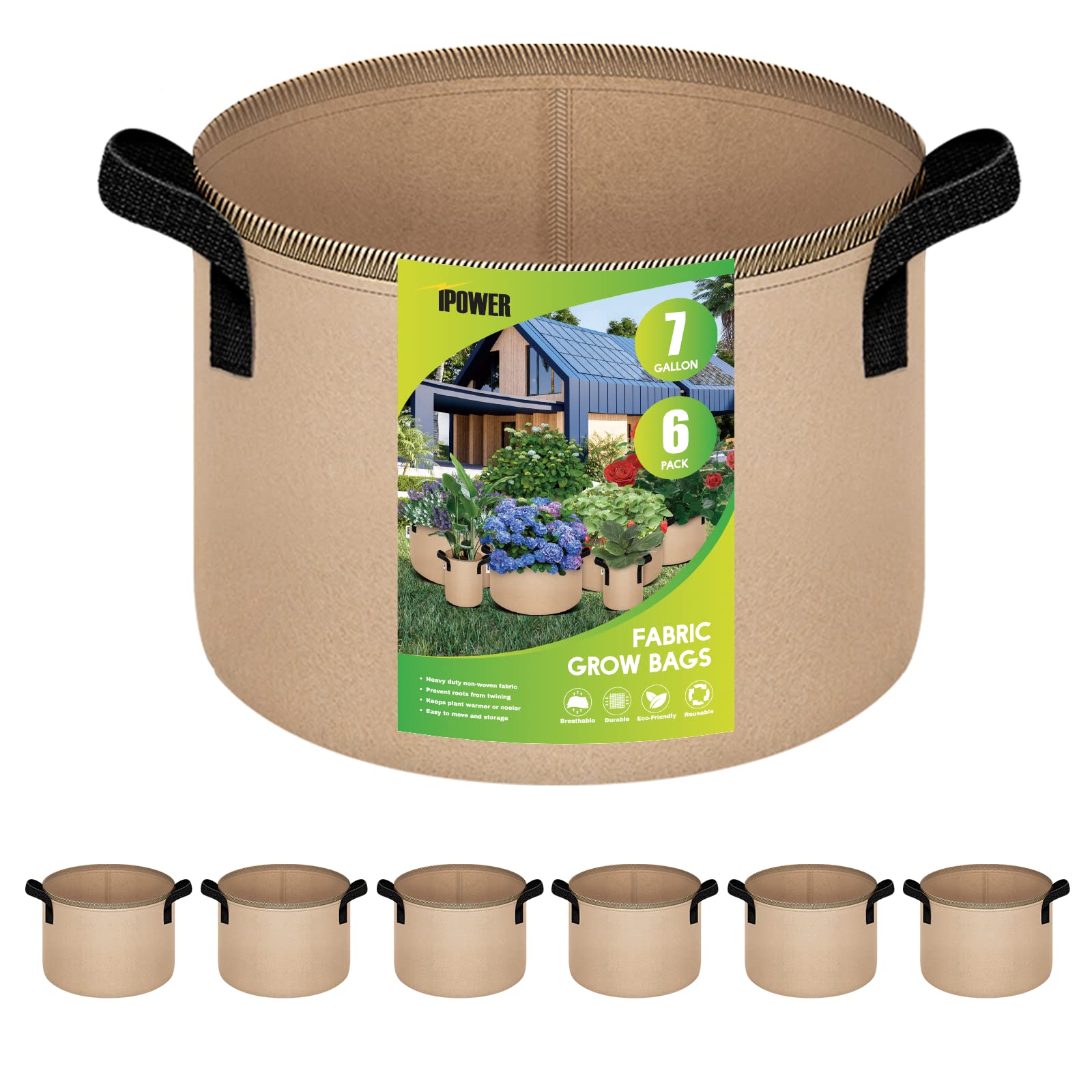 Buy iPower Grow Bag 7 Gallon 6Pack Heavy Duty Fabric Pots, 300g Thick