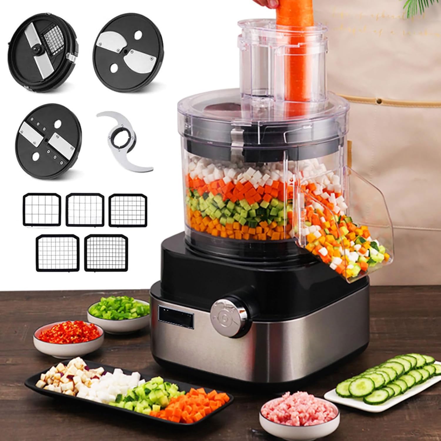 Elektryczna krajalnica do warzyw, wielofunkcyjny blender i rozdrabniacz żywności, duża pojemność 5 l do mięsa mielonego i krojonego, wydajne narzędzie kuchenne do szybkiego przygotowywania posiłków