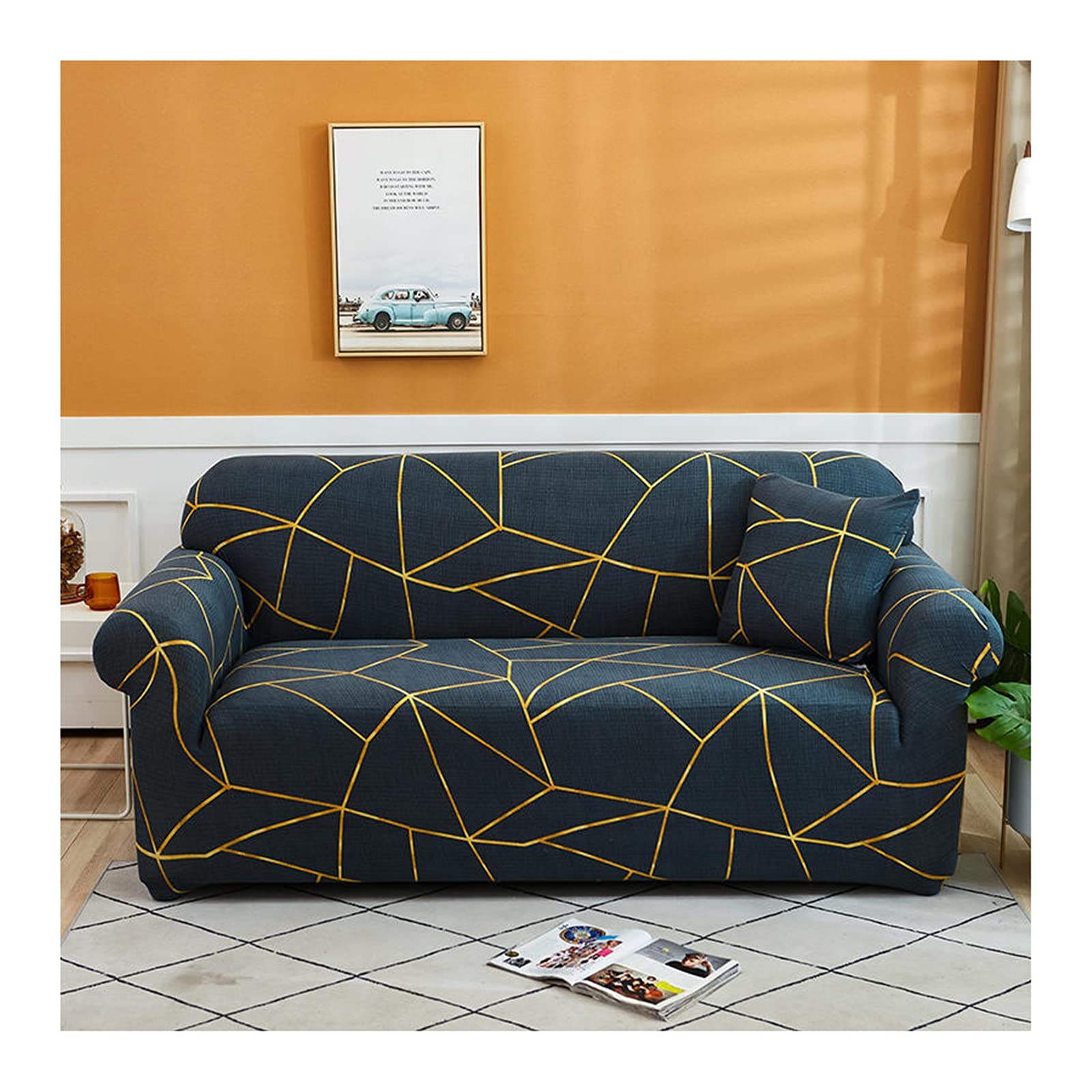 Protéger un fauteuil usé : housse canapé 1 place géométrique 90-140cm