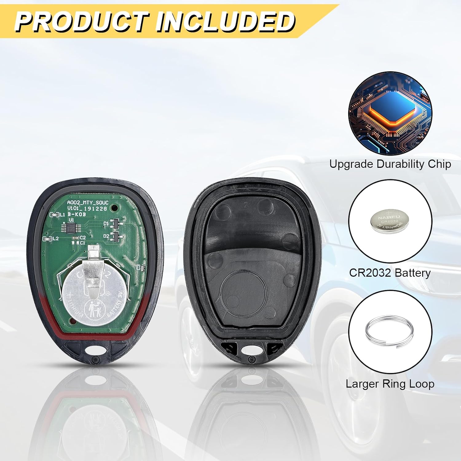 Vurkcy Key Fob Replacement for 06-10 Chevy Cobalt/ 04-12 Malibu/ 07-09 Pontiac G5/ 05-10 G6/ 05-08 Grand Prix/ 07-10 Saturn Aura Sky/ 05-09 Buick Lacrosse Car Keyless Remote, KOBGT04A, 5 Btn