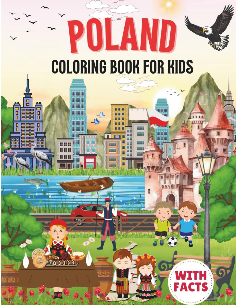 Poland Coloring Book for kids with facts