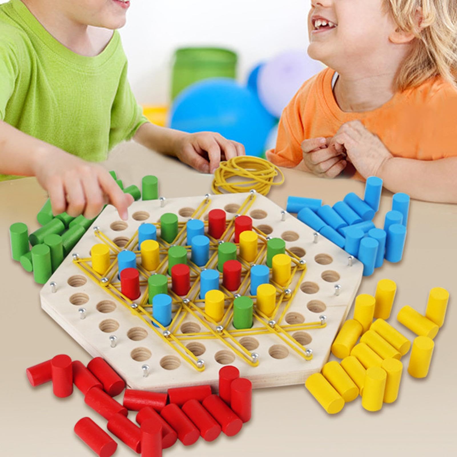 Gioco Da Tavolo A Triangoli Con Elastici: Scacchi Triangolari, Giochi Puzzle Per Bambini E Adulti, Portatile, Per Famiglie E Feste - 3