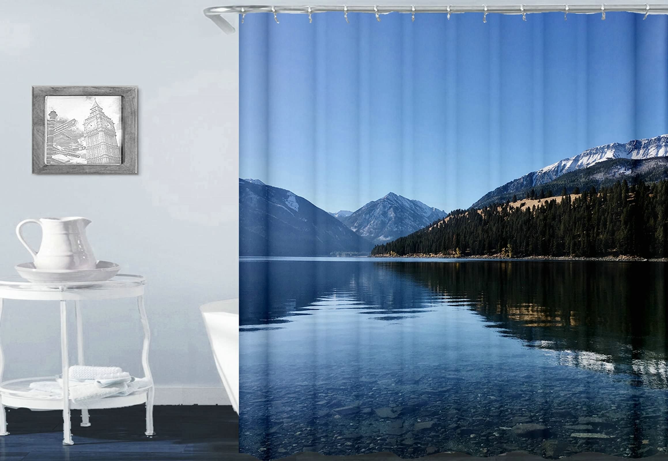 Rideau de douche bleu 180x200cm KnSam en polyester imperméable