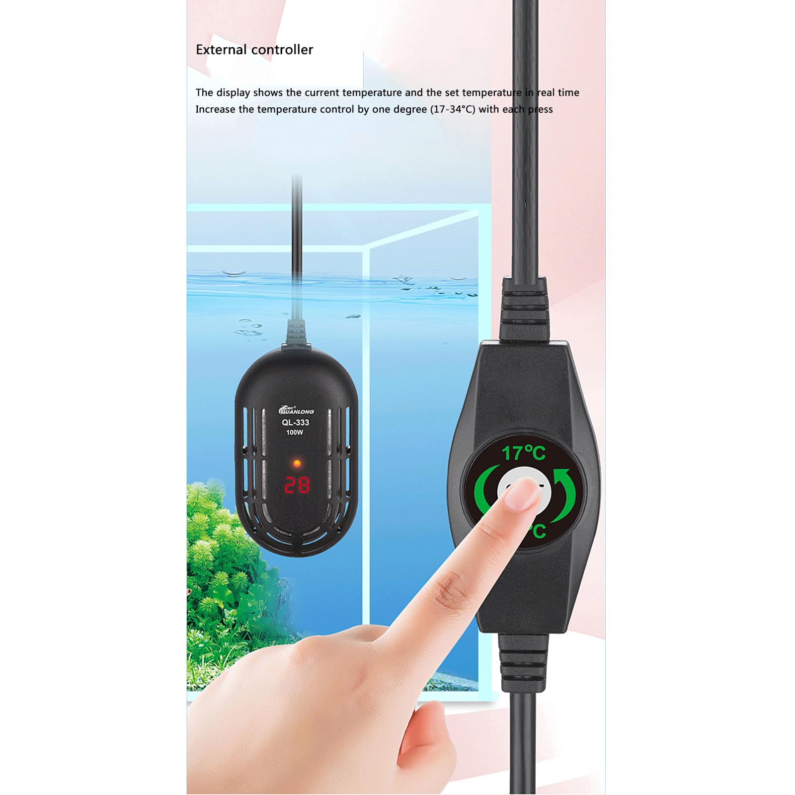 Riscaldatore a Basso Livello dell'Acqua Riscaldatore Automatico per Acquario a Temperatura costante, 75 W (25 W)