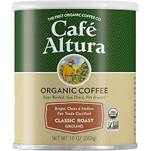 Cafe Altura Ground Organic Coffee, Fair Trade Classic Roast, 10 oz Can