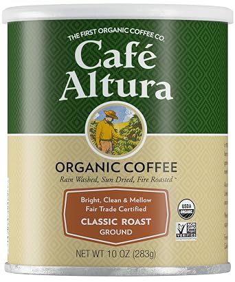 Cafe Altura Ground Organic Coffee, Fair Trade Classic Roast, 10 oz Can