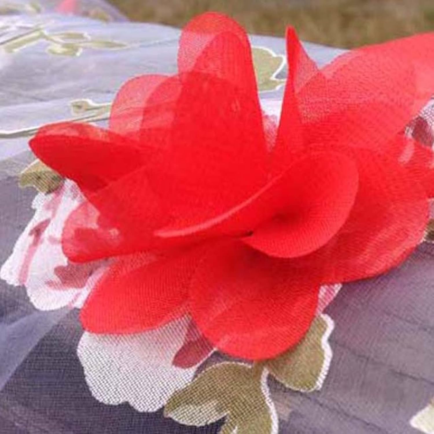 Tessuto di pizzo organza fiori in chiffon poliestere