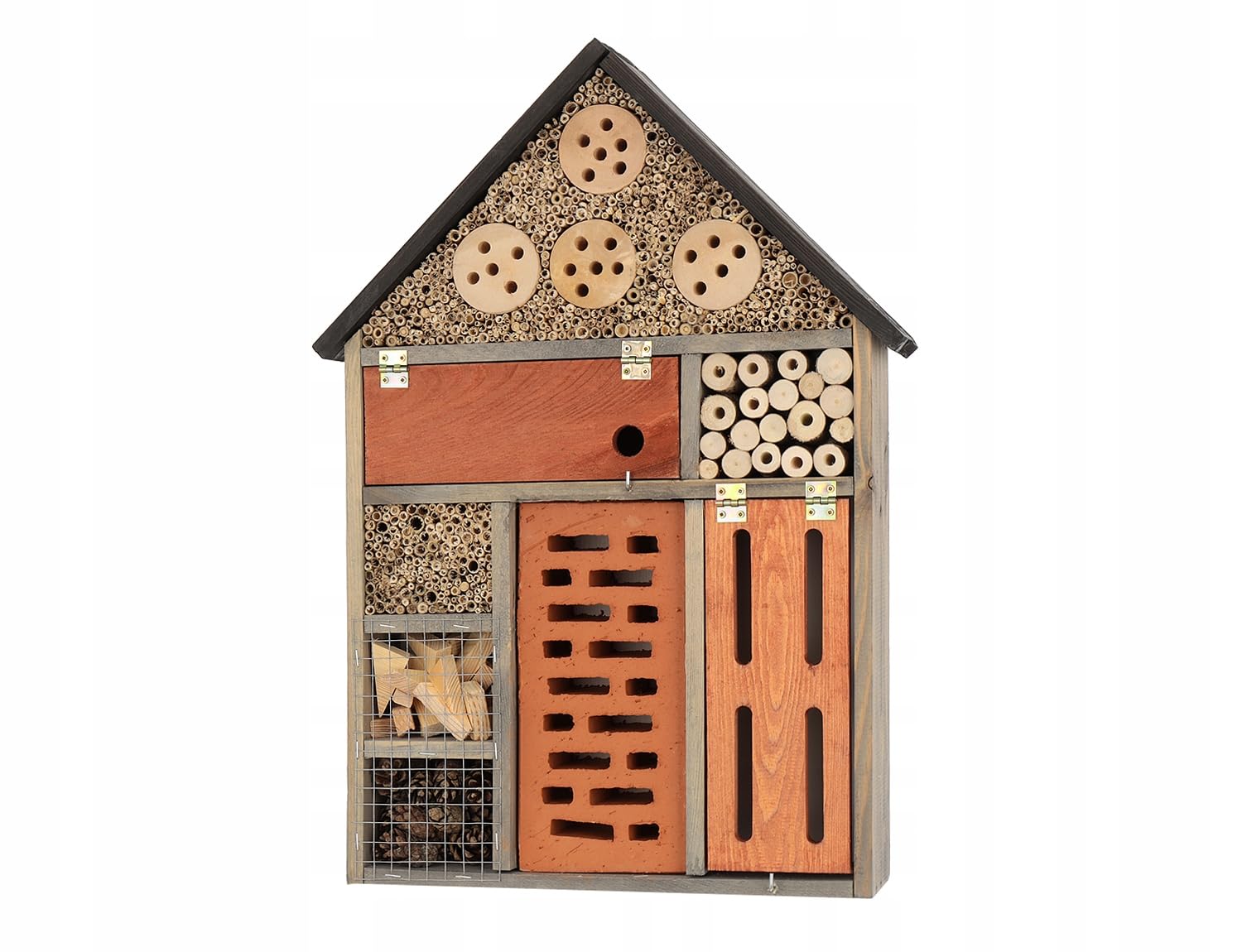 MAZUR Insektenhotel Groß aus Holz |Insektenhaus | Nisthilfe und Schutz | Nützlinge | Naturbelassenes Bienenhotel | für Verschiedene Fluginsekten, Schmetterlinge, Marienkäfer