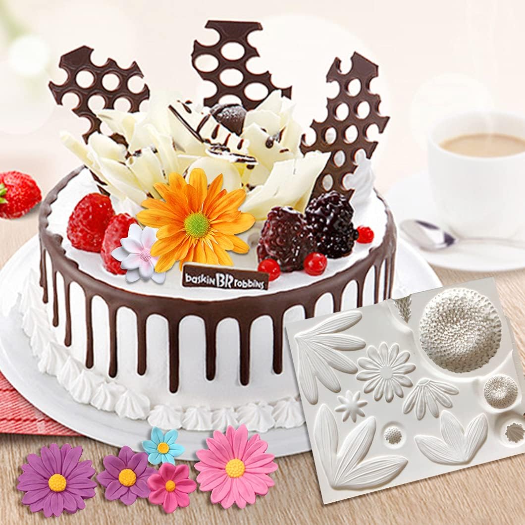 Rolin Roly 6Pcs Fondant Cake Sunflower Moulds Bumble Bee Silicone Mold Honeycomb Bees Gray Mould Sun Flower Cakes Molds DIY Decorating Chocolate Cookies Baking Tool - Image 5