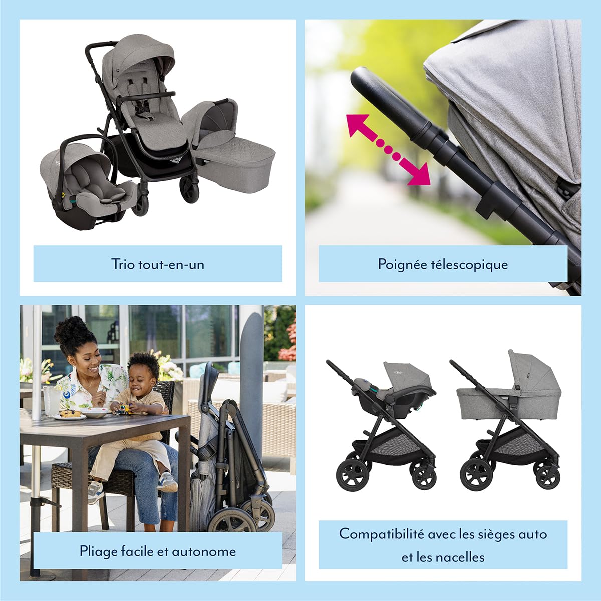 Graco Near2Me Dlx Trio Poussette Siège Auto Bébé Nacelle Gris Ash