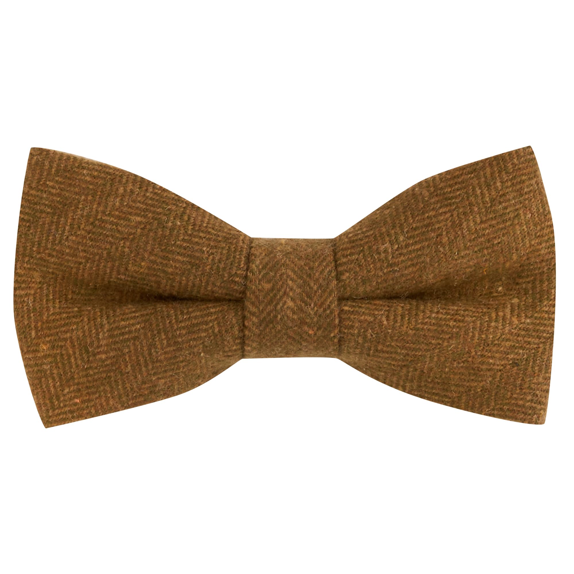 King & Priory Honey Brown Herringbone Wool Bow Tie