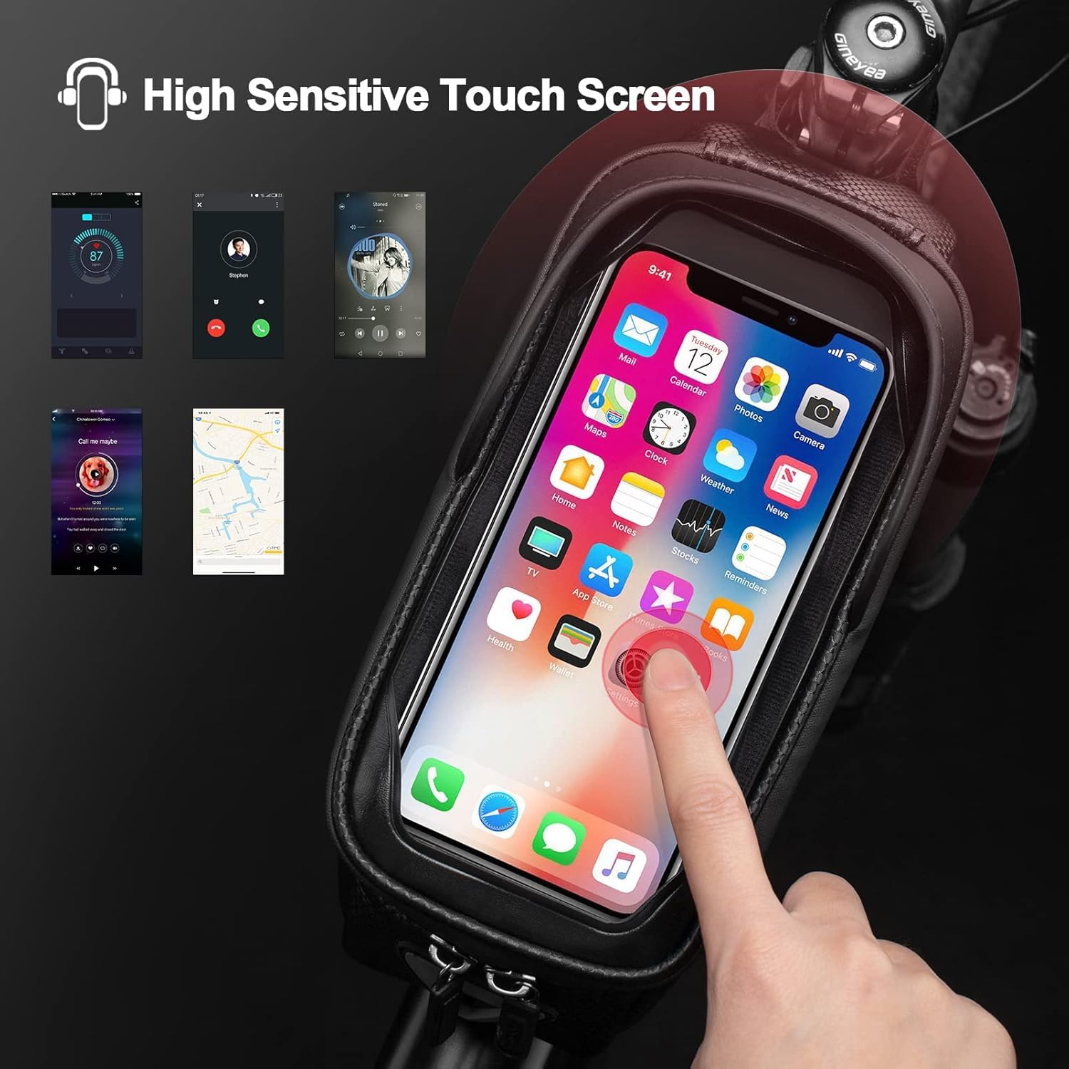 EzLife Bike Phone Bag Bike Pouch Bicycle Front Frame Bag Waterproof Top Tube Handlebar Bike Phone Mount Bags EVA Cycling Storage Bags for iPhone 11 XS Max XR 8 7 Plus Accessories Below 6.8 2