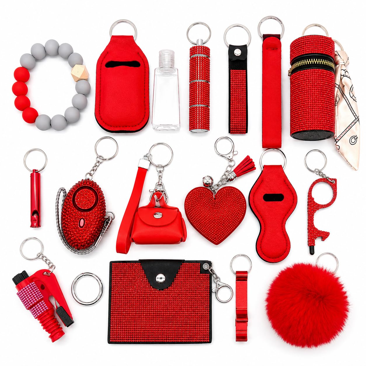 Personal Safety Keychain Set for Women, Self Defense Kit with 130DB Alarm, Wristlet, Emergency Tools