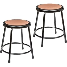 OEF Furnishings OEF6218-10/2 Preassembled Commercial Steel Round Stool with Masonite Wood Seat 18-inch Height, Black Frame, 2-Pack