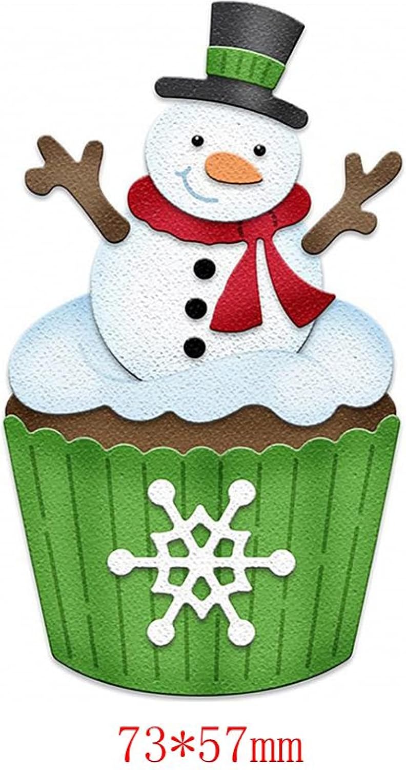 2 Pcs Merry Christmas Snowman Christmas Tree Cupcake Metal Cutting Dies Set for Scrapbooking Embossing DIY Craft Card Album Gift Die-cuts Cardmaking Photo Decoration