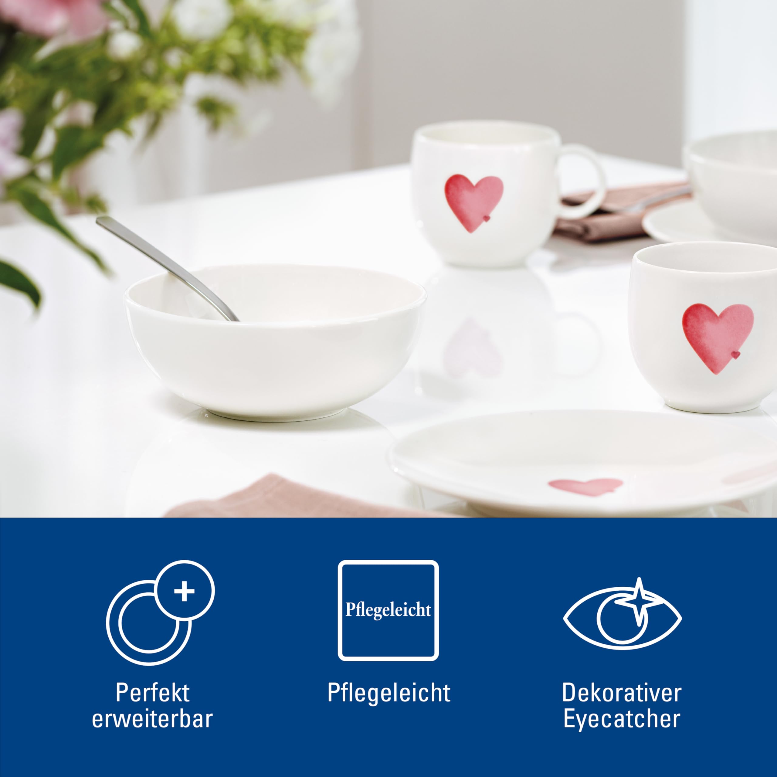 Villeroy & Boch – With Love Müslischale Weiß Sending Love, Spülmaschinenfest, Mikrowellensicher, Schale Herz, Bowl, Schüssel klein, Salatschüssel, Suppenschüssel, Geschenk, Premium Porzellan