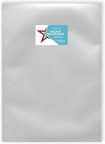 PackFreshUSA Bolsas selladoras al vacío de galón (10.0 x 14.0in) Precortadas Sin BPA Sellables al calor Resistente Grado Comercial Preparación