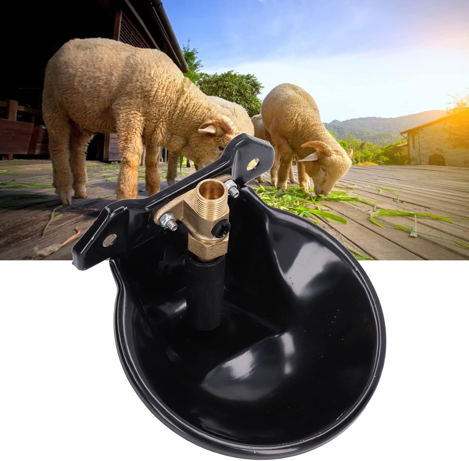 Stainless Steel Amniotic Water Bowl Copper Valve Touch Switch Sheep Drinking Water Bowl Automatic Goat Drinker Automatic Amniotic Water Bowl Animal Husbandry Drinking Supplies Suitable for Pastures
