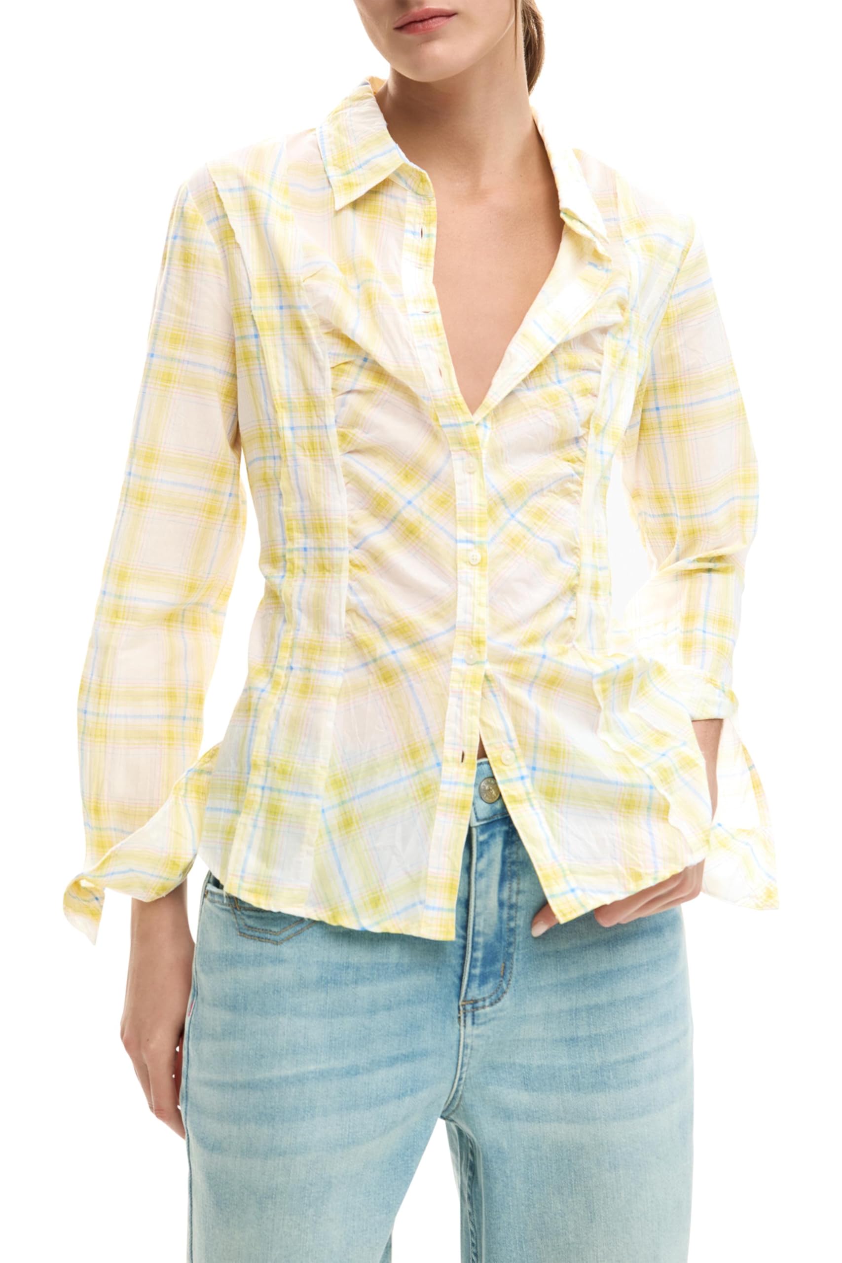 Desigual Damen Gelb Buble T-Shirt, Medium