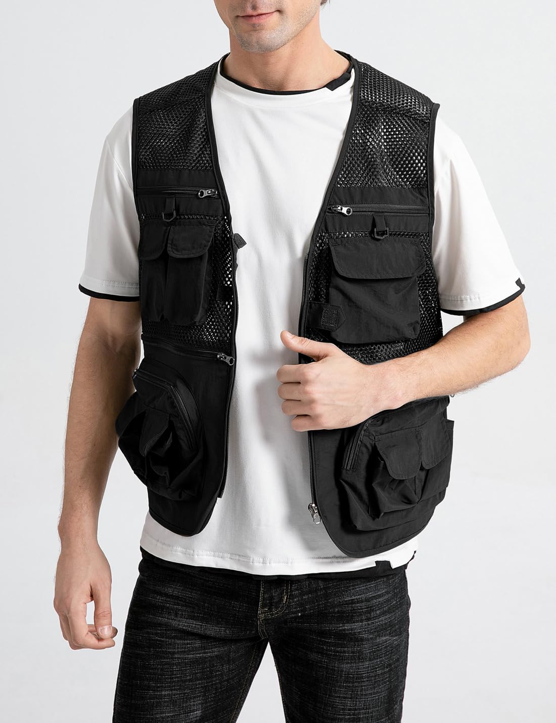 Herren Outdoor Arbeit Mesh Angeln Weste Utility Multi Pocket Schießen Safari Reise Fotografie Waistcoatt