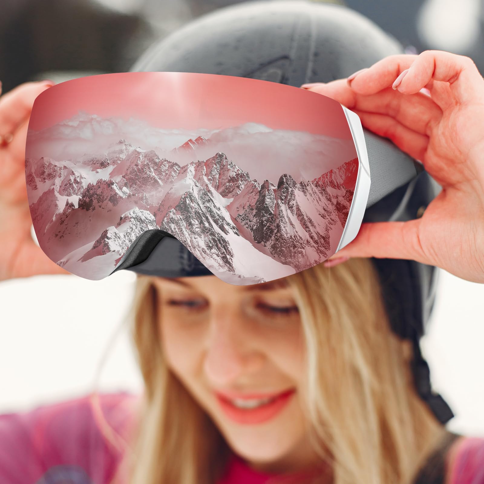 CARFIA Herren Damen Skibrille für Brillenträger 100% UV400-Schutz Schneebrille Skibrille Anti-Nebel Snowboardbrille Ski Goggles