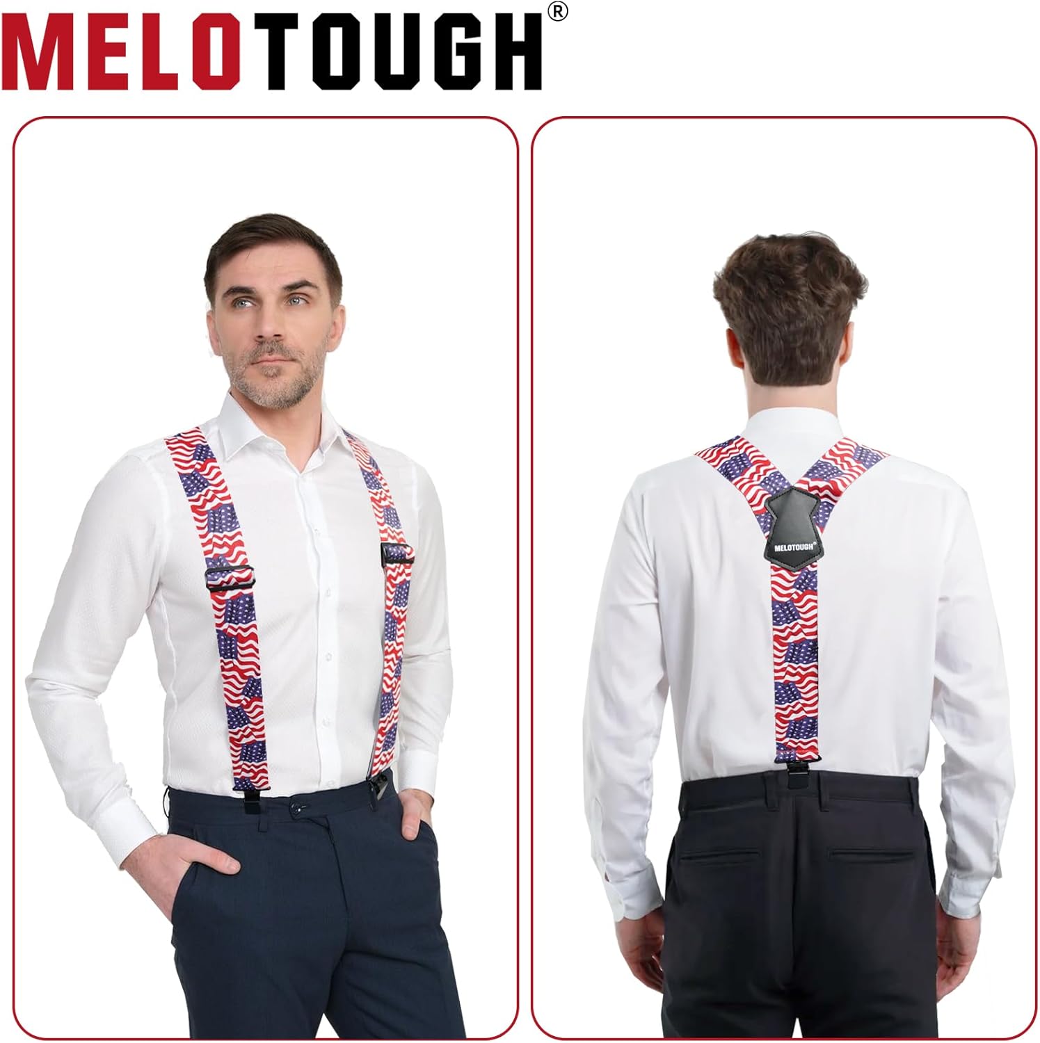 MELOTOUGH Men's Suspenders 2 Inch Wide Elastic Y Back Suspenders for Men Heavy Duty Suspender with Strong Clip for Pants - Image 7