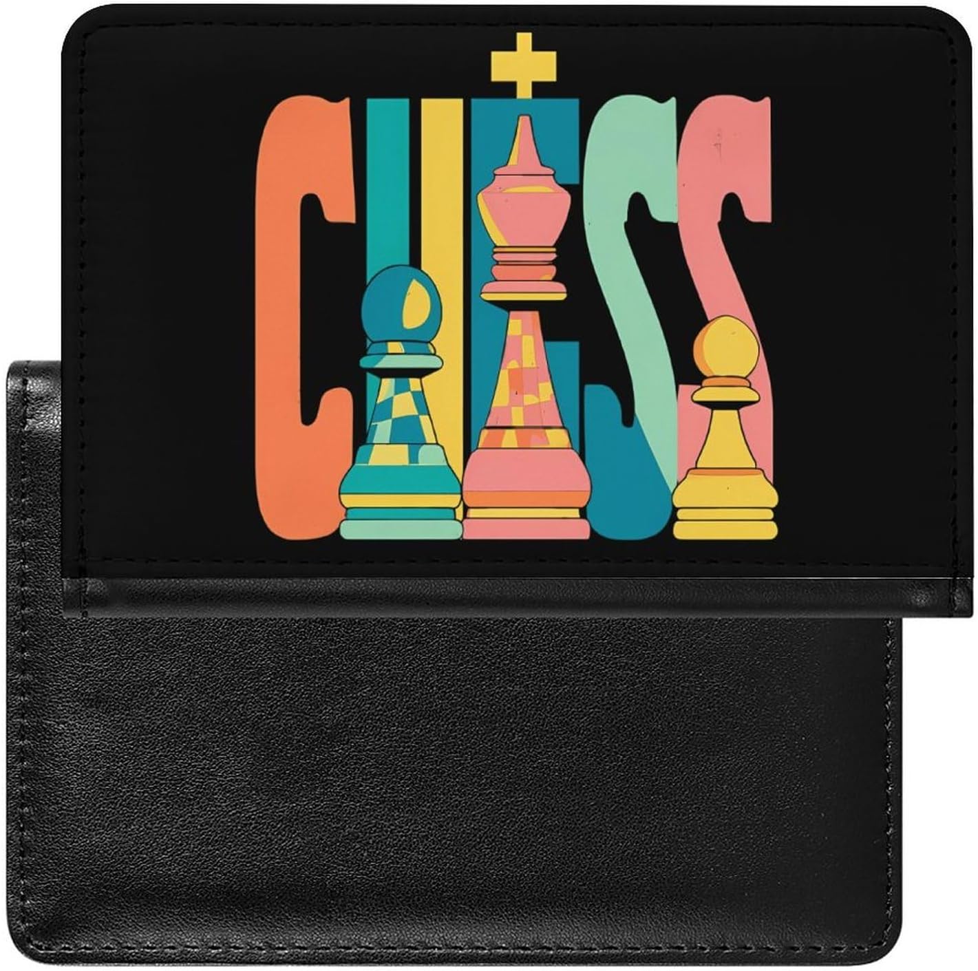 Chess Pieces Passport Holder Travel Must Haves Slim Passport Wallet with ID Card Slot Case for Women Men