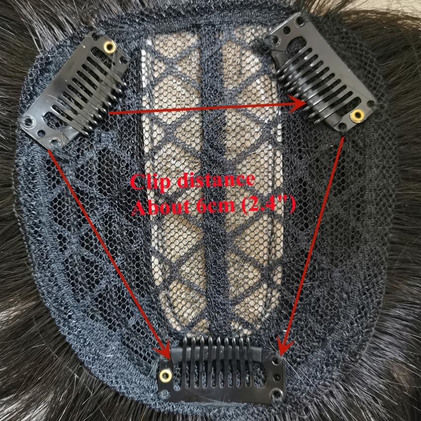 Miniatura 9 de Toppers invisibles de cabello humano para mujer, con clip, con flequillo de aire 3D, flequillo, 3.9 x 4.3 in, parte media, pelucas de cuero