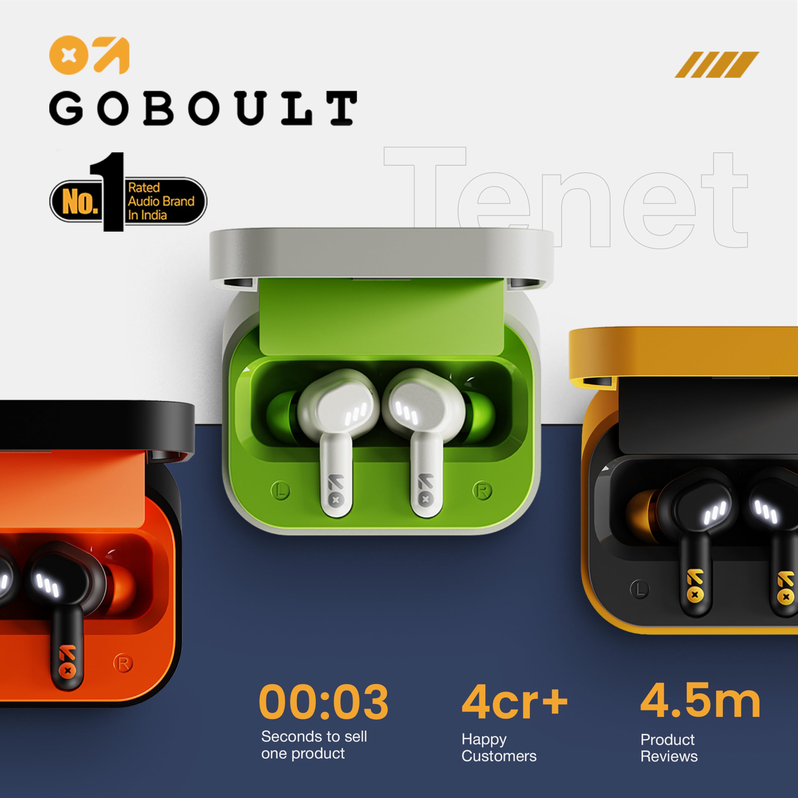 GOBOULT Tenet TWS Earbuds with 75H Playtime, Amp App Support, Quad Mic ENC, Dual Device Pairing Buds, 13mm Driver Ear Buds, Bluetooth 5.4 Wireless Earbuds (Midnight Blue) — Amazon image 9