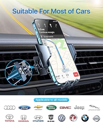andobil 2026 Upgraded Car Phone Holder Mount for Vent, Military Sturdy Metal Clip Air Vent Phone Holder for Your Car Easy Used Cell Phone Car Mount for iPhone 17 Pro Max 15 14 13 Samsung S26 S25